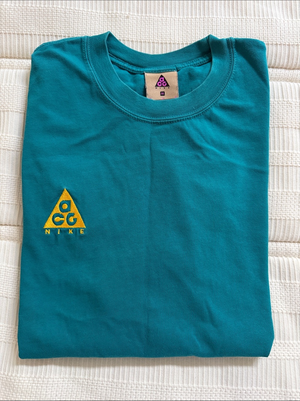 Nike ACG Teal Short Sleeve Tee Teal with Yellow Embroidered Logo